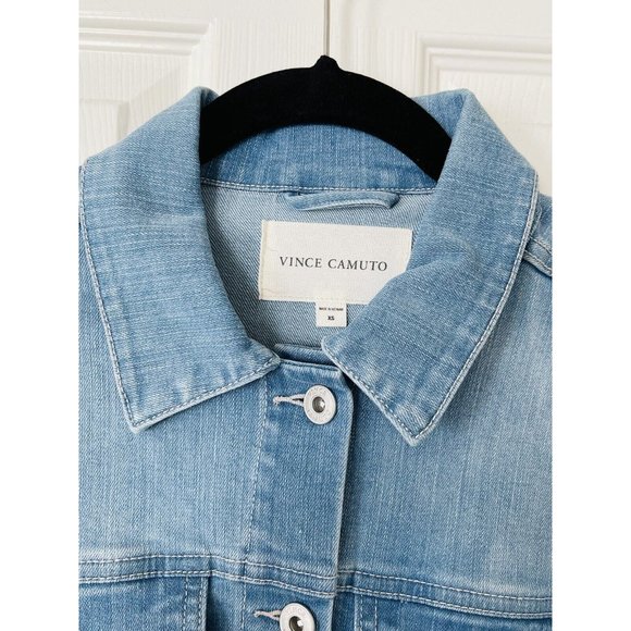 NWT Vince Camuto Long Sleeve Denim Trucker Shirt Jacket - Arctic Surf - XS - Picture 3 of 4
